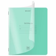 Тетрадь обложка пластик (прозрачный) 24 л,. клетка, BRAUBERG «Smart Cover», ЗЕЛЕНАЯ, 405034
