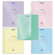 Тетрадь обложка пластик (прозрачный) 24 л., клетка, BRAUBERG «Smart Cover», АССОРТИ (в спайке), 405036