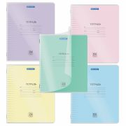 Тетрадь обложка пластик (прозрачный) 24 л., линия, BRAUBERG «Smart Cover», АССОРТИ (в спайке), 405037