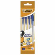 Ручки шариковые BIC «Cristal Original», НАБОР 4 шт., СИНИЕ, узел 1 мм, линия 0,32 мм, пакет, 8308601