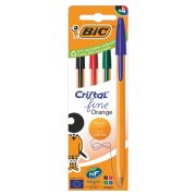 Ручки шариковые BIC «Orange Original», НАБОР 4 ЦВЕТА, узел 0,8 мм, линия 0,3 мм, пакет, 8308541/516337