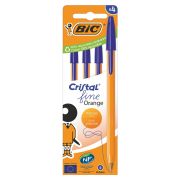 Ручки шариковые BIC «Orange Original», НАБОР 4 шт., СИНИЕ, узел 0,8 мм, линия письма 0,3 мм, пакет, 8308521
