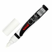 Маркер меловой UNI «Chalk», 1,8-2,5 мм, БЕЛЫЙ, влагостираемый, для гладких поверхностей, PWE-5M WHITE