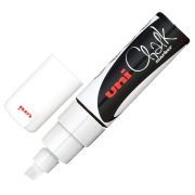 Маркер меловой UNI «Chalk», 8 мм, БЕЛЫЙ, влагостираемый, для гладких поверхностей, PWE-8K WHITE