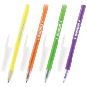 Ручка шариковая масляная ЮНЛАНДИЯ «НЕОН», СИНЯЯ, безопасный корпус ассорти, узел 1 мм, линия письма 0,5 мм, 142701