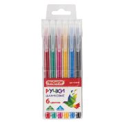 Ручки шариковые ПИФАГОР «Веселые зверята», НАБОР 6 шт., АССОРТИ, узел 0,7 мм, линия письма 0,35 мм, 143337, BP251