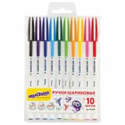 Ручки шариковые ЮНЛАНДИЯ «РАДУГА», НАБОР 10 цветов, длина письма 2000 м, узел 1 мм, линия письма 0,5 мм, 143497