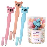 Ручка фигурная шариковая ЮНЛАНДИЯ «Мишка», мягкий силиконовый корпус, ассорти, СИНЯЯ, пишущий узел 0,7 мм, 143780