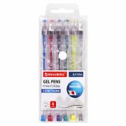 Ручки гелевые БЛЕСТКИ BRAUBERG «EXTRA», НАБОР 6 ЦВЕТОВ, узел 0,7 мм, линия 0,5 мм, 143908