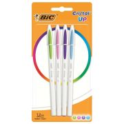 Ручки шариковые BIC «Cristal Up Fun», НАБОР 4 ЦВЕТА (салатовый, розовый, фиолетовый, голубой), узел 1 мм, линия 0,32 мм, блистер, 949870