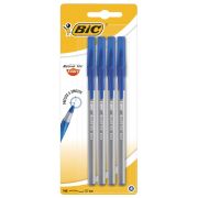 Ручки шариковые с грипом BIC «Round Stic Exact», НАБОР 4 шт., СИНИЕ, линия письма 0,28 мм, блистер, 932857