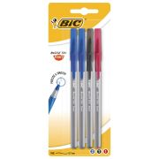 Ручки шариковые с грипом BIC «Round Stic Exact», НАБОР 4 шт./3 ЦВЕТА (синий, черный, красный), линия письма 0,28 мм, блистер, 932858