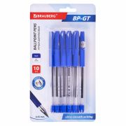 Ручки шариковые BRAUBERG «BP-GT», НАБОР 10 ШТУК, СИНИЕ, евронаконечник 0,7 мм, линия письма 0,35 мм, блистер, 144008