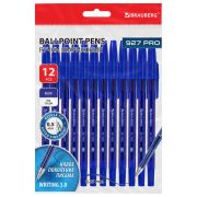 Ручки шариковые BRAUBERG 927 PRO «WRITING 3.0», КОМПЛЕКТ 12 ШТ., СИНИЕ, пишущий узел 0,5 мм, линия письма 0,25 мм, 144338