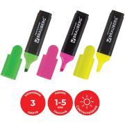 Набор текстовыделителей BRAUBERG 3 шт., АССОРТИ, «Contract», линия 1-5 мм, 150395