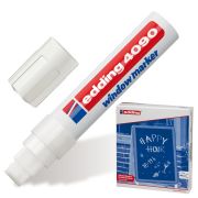 Маркер меловой EDDING «4090», 4-15 мм, БЕЛЫЙ, влагостираемый, для гладких поверхностей, E-4090/49