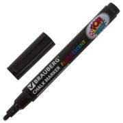 Маркер меловой «POP-ART» ЧЕРНЫЙ, 3,5 мм, стираемый, для гладких поверхностей, BRAUBERG, 151525