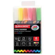 Маркеры меловые «POP-ART», НАБОР 6 ЦВЕТОВ, 3,5 мм, стираемые, для гладких поверхностей, BRAUBERG, 151526
