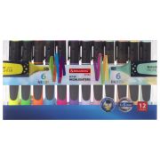 Набор текстовыделителей 12 ЦВЕТОВ на подставке, BRAUBERG «EXTRA», прорезиненный корпус, линия 1-5 мм, 151758