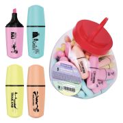 Текстовыделитель мини BRAUBERG «PASTEL Mini», АССОРТИ В ПЛАСТИКОВОЙ БАНКЕ, линия 1-5 мм, 152432