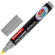 Маркер меловой «POP-ART» СЕРЕБРЯНЫЙ, 5 мм, ВЛАГОСТИРАЕМЫЙ, для гладких поверхностей, BRAUBERG, 152486