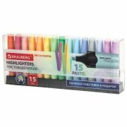 Набор текстовыделителей 15 ПАСТЕЛЬНЫХ ЦВЕТОВ на подставке, BRAUBERG «DELTA PASTEL», линия 1-5 мм, 152507