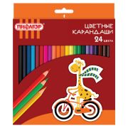 Карандаши цветные ПИФАГОР «ЖИРАФ», 24 цвета, шестигранные, 181252