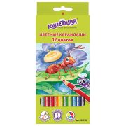 Карандаши цветные ЮНЛАНДИЯ «В ГОСТЯХ У БУКАШЕК», 12 цветов, шестигранные, грифель 3 мм, натуральное дерево, 181378