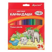 Карандаши цветные ГАММА «Мультики», 24 цвета, трехгранные, натуральное дерево, 290122_24