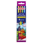 Карандаши цветные ПИФАГОР «СКАЗОЧНЫЙ ГОРОД», 6 цветов, шестигранные, 181582