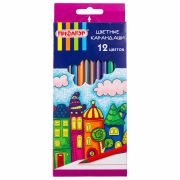 Карандаши цветные ПИФАГОР «СКАЗОЧНЫЙ ГОРОД», 12 цветов, шестигранные, 181583