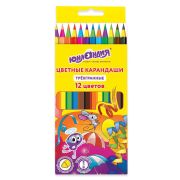 Карандаши цветные ЮНЛАНДИЯ «КАРНАВАЛ», 12 цветов, трехгранные, грифель 3 мм, 181684