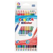 Карандаши двусторонние CARIOCA «Bi-color», 12 штук, 24 цвета, трехгранные, грифель 3 мм, натуральное дерево, 42991