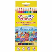 Карандаши цветные ЮНЛАНДИЯ «ДОМИКИ», 12 цветов, шестигранные, грифель 3 мм, 181836