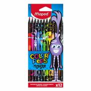 Карандаши цветные MAPED «COLOR PEP'S Black Monster», 12 цветов, трехгранные, 862612