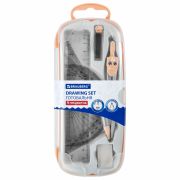 Готовальня BRAUBERG SCHOOL KIT, 9 предметов, циркуль 125 мм, чертежные принадлежности, персиковый цвет, 210715
