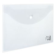 Папка-конверт с кнопкой BRAUBERG, А4, до 100 листов, прозрачная, 0,15 мм, 221638