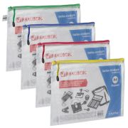 Папка-конверт на молнии А4 (335х243 мм), молния ассорти, ПВХ, сетка, прозрачная, 0,2 мм, BRAUBERG «Segment», 223886