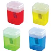 Точилка STAFF «College» PS-533, с контейнером и крышкой, прямоугольная, тонированный ассорти, 226533