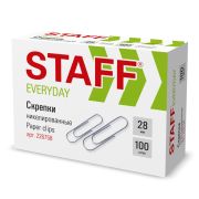 Скрепки STAFF «EVERYDAY», 28 мм, никелированные, 100 шт., в картонной коробке, 226758