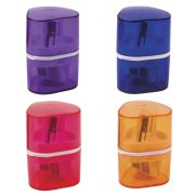 Точилка BRAUBERG «Case», 3 отверстия для чернографитных и цветных карандашей (в том числе утолщенных), с контейнером, ассорти, 226943