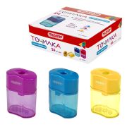 Точилка ПИФАГОР «Ergo», с контейнером, пластиковая, корпус ассорти, 228437