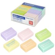 Ластики BRAUBERG «Pastel Soft» НАБОР 12 шт., размер ластика 31х20х10 мм, экологичный ПВХ, 229598