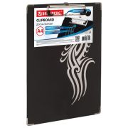 Доска-планшет BRAUBERG «Black Jack» с прижимом А4 (226х315 мм), картон/ламинированная бумага, ЧЕРНАЯ, 232236