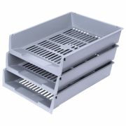 Лотки горизонтальные для бумаг, КОМПЛЕКТ 3 шт., 340х270х70 мм, серый, BRAUBERG «Office», 237256