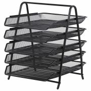 Лоток горизонтальный для бумаг BRAUBERG «Germanium», 5 секций, 370х355х295 мм, металл, черный, 237971