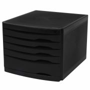 Бокс с 5 выдвижными лотками, корпус чёрный, лотки черные, 235х300х355 мм, BRAUBERG «Office-Expert», 238043