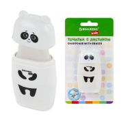 Точилка с ластиком 2 в 1 BRAUBERG KIDS «Панда», 2 отверстия, блистер, 271988