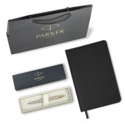 Ручка шариковая PARKER «Jotter Core Stainless Steel GT», ежедневник А5 черный, пакет, 880886