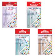 Набор чертежный ПИФАГОР (линейка 16 см, 2 треугольника, транспортир), прозрачный, пастельные цвета, ассорти, 210855
